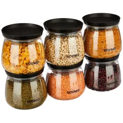 Amazon Brand - Solimo Airtight Kitchen Storage Jar Set – 800ml, Set of 6