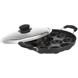 Amazon Brand -Solimo Aluminium Non-Stick Appam Patra - 12 Cavities 22.8 cms