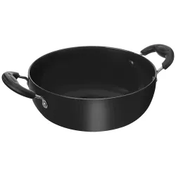 Amazon Brand - Solimo Hard Anodized Deep Kadhai (2.5 litres), Aluminium, Black