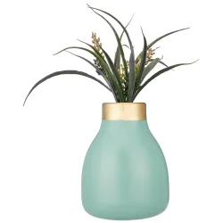 Amazon Brand - Solimo Flower Vase with Rust-Resistant Coating | Stylish and Easy-to-Clean Finish | Compact Design for Modern Décor | Bouquet Vase (Small) - Aqua