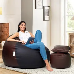 Amazon Brand - Solimo Premium Faux Leather Bean Bag Combo 