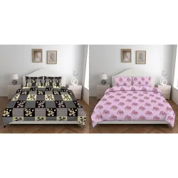 Amazon Brand - Solimo Bedsheet Double Bed with 2 Pillow Covers, 80-85 GSM, Set of 2