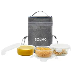 Amazon Brand - Solimo Borosilicate Glass Lunch Boxes | Set of 3