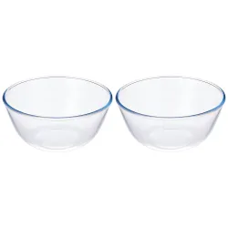 Amazon Brand - Solimo Borosilicate Glass Mix Bowl (Set of 2 )