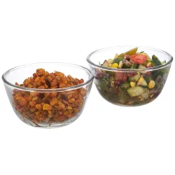 Amazon Brand - Solimo Borosilicate Round Glass/Mixing Bowl (Set of 2, 1100 ml)
