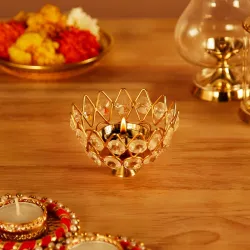 Amazon Brand - Solimo Brass Crystal Jyot