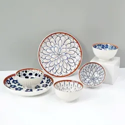 Amazon Brand - Solimo Ceramic Bowl with Plate | 350ML | Set of 6