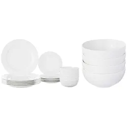 Amazon Brand - Solimo Ceramic Dinner Set (White, 18 Pieces) & Amazon Brand - Solimo