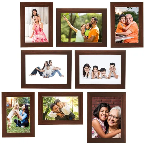 Image of Amazon Brand - Solimo Collage Photo Frames, Set of 8, Brown