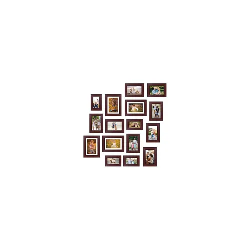 Image of Amazon Brand - Solimo Collage Set of 16 Rosewood Photo Frames 