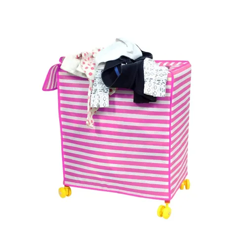 Image of Amazon Brand - Solimo Collapsible Laundry Basket with Wheels