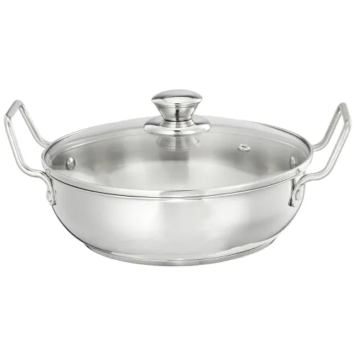 Image of Amazon Brand - Solimo Cookware Karahi/Wok (1.5L) | Food-Grade Stainless Steel