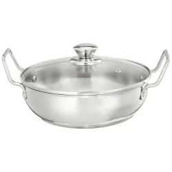Amazon Brand - Solimo Cookware Karahi/Wok (1.5L) | Food-Grade Stainless Steel