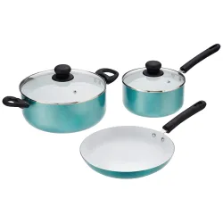 Amazon Brand - Solimo 3-Piece Non-Stick Cookware Set With Ceramic Coating