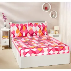 Amazon Brand - Solimo Romalis 120 TC Cotton Double Bedsheet with 2 Pillow Covers