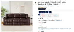 Amazon Brand - Solimo Delphi 3 Seater Leatherette Recliner