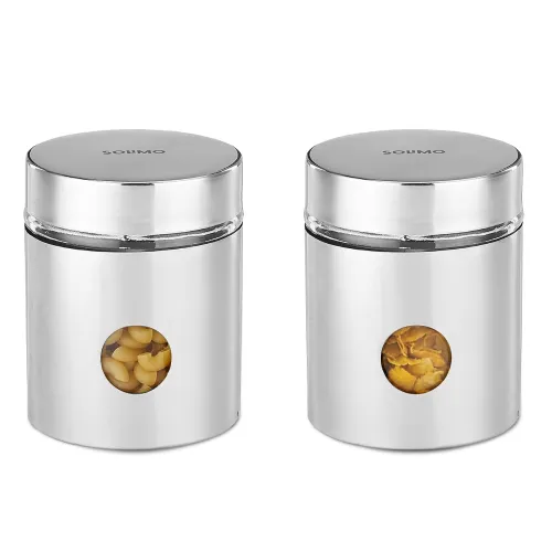 Image of Amazon Brand - Solimo Drip Window Steel Jacketed Glass Jar | Set of 2