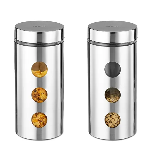 Image of Amazon Brand - Solimo Drip Window Steel Jacketed Glass Jar