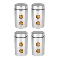Amazon Brand - Solimo Drip Window Steel Jacketed Glass Jar set 4