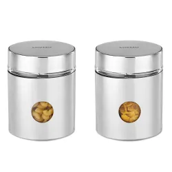 Amazon Brand - Solimo Drip Window Steel Jacketed Glass Jar | Set of 2