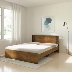 Amazon Brand - Solimo Euphora Engineered Wood Queen Bed Without Storage 