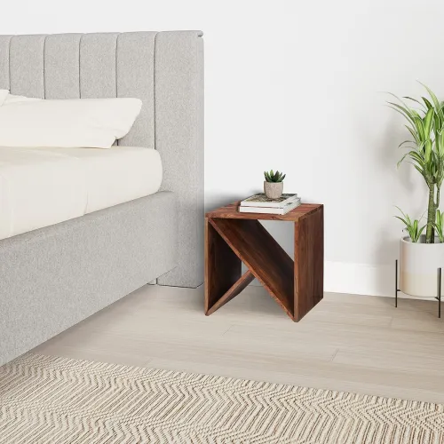 Image of Amazon Brand - Solimo Ferson Bedside Table with Triangular Shelf 