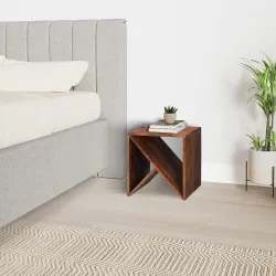 Amazon Brand - Solimo Ferson Bedside Table with Triangular Shelf 
