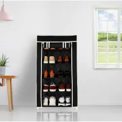 Amazon Brand - Solimo Foldable Shoe Rack, 5 Layer, Black, Premium, Alloy Steel
