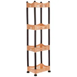 Amazon Brand - Solimo Four-Tier Multipurpose Plastic Rack for Kitchen.