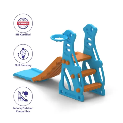 Image of Amazon Brand - Solimo Garden Penguin Slide with Basketball for Indoor & Outdoor Use | for Kids 2-4 Years Old | 