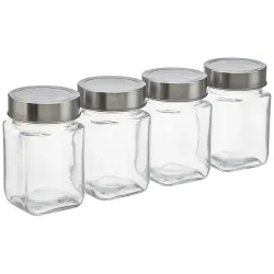 Amazon Brand Solimo Glass Jars Set – 4 x 310ml, Transparent
