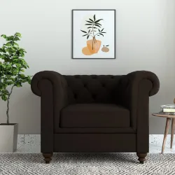 Amazon Brand - Solimo Hacot 1 Seater Sofa (Fabric, Chestnut Brown)
