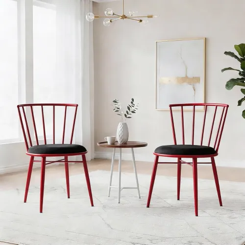 Image of Amazon Brand- Solimo Iron Chair with Cushioned Seat (Set of 2 )