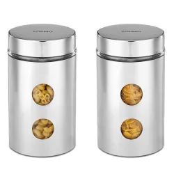 Amazon Brand - Solimo Steel Jacketed Glass Jars (Set of 2,1200 ml Each)