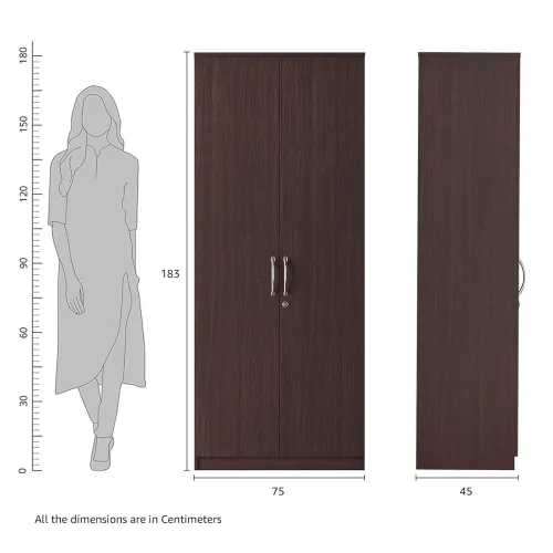 Image of Amazon Brand - Solimo Medusa Engineered Wood 2 Door Wardrobe (Wenge Finish)
