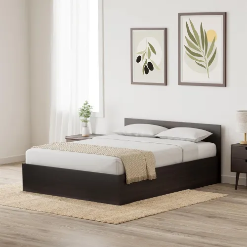 Image of Amazon Brand - Solimo Medusa Engineered Wood Queen Bed with Box Storage (Wenge Finish)