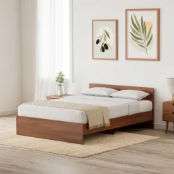 Amazon Brand - Solimo Medusa Engineered Wood Queen Bed (Walnut Finish)
