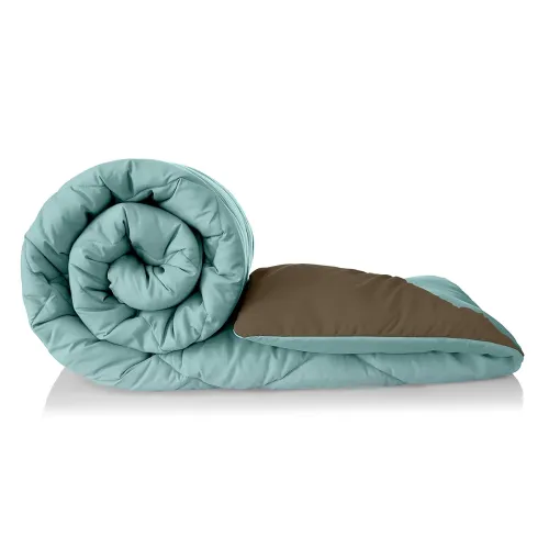 Image of Amazon Brand - Solimo Microfibre Reversible Comforter, Single (Sky Blue & Taupe Grey, 200 GSM)