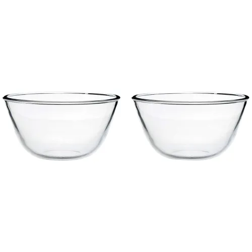 Image of Amazon Brand - Solimo Mixing/Serving Borosilicate Glass Solid Bowl Set (2 pieces)