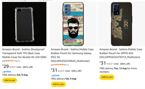 Image of Amazon Brand Solimo Mobile Cover Starting @ ₹29