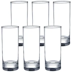 Amazon Brand - Solimo Nia High Ball Glass Set, 325ml, Set of 6, Transparent