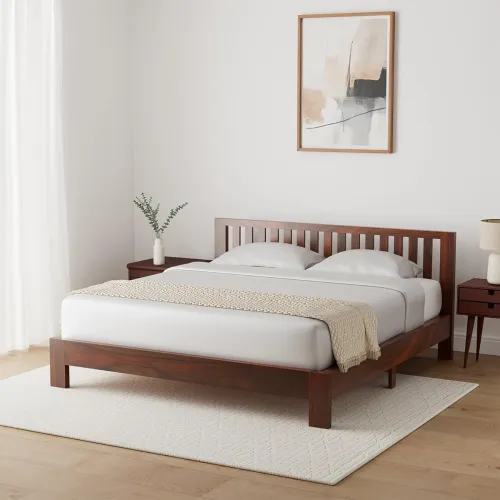 Image of Amazon Brand - Solimo Petra Solid Sheesham Wood King Bed