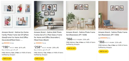 Image of Amazon Brand - Solimo Photo Frames starting @ ₹190