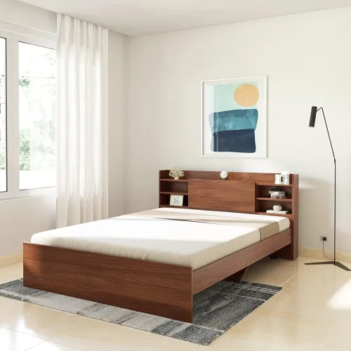 Image of Amazon Brand - Solimo Picton Engineered Wood Queen Size Bed Without Storage 