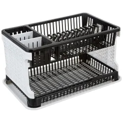 Amazon Brand - Solimo Plastic Dish Drainer, (Black, 51 cm * 33 cm * 27.2 cm)