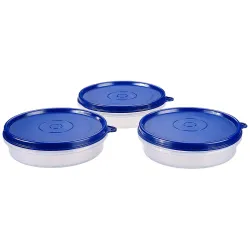 Amazon Brand - Solimo Plastic Lunch Box Set (190 ml, Set of 3)