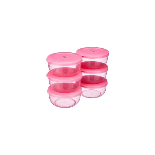 Image of Amazon Brand - Solimo Plastic Nestable Round Container Set of 6 