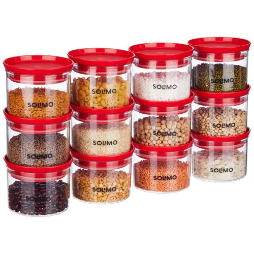 Image of Amazon Brand - Solimo Plastic Storage Jar and Container Set (Set 12)