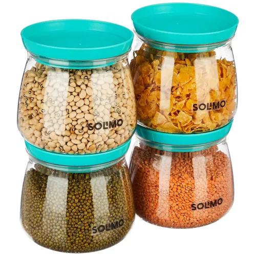 Image of Amazon Brand - Solimo Plastic Storage Jar and Container Set I Air Tight & BPA