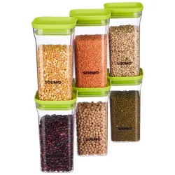 Amazon Brand - Solimo Plastic Storage Jar (1100Ml Each Set of 6)